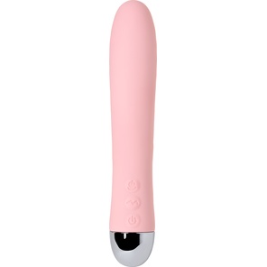  Розовый силиконовый вибратор с функцией нагрева и пульсирующими шариками FAHRENHEIT 19 см 