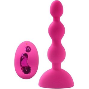  Розовый анальный вибростимулятор Anal Beads S с пультом ДУ 14,5 см. 