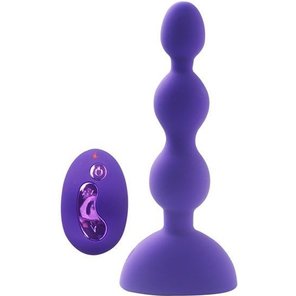  Фиолетовый анальный вибростимулятор Anal Beads S с пультом ДУ 14,5 см. 
