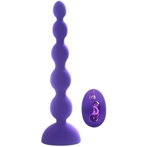  Фиолетовый анальный вибростимулятор Anal Beads L с пультом ДУ 21,5 см. 