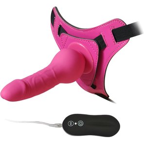  Розовый страпон 10 Mode Vibrations 6.3 Harness Silicone Dildo 15,5 см 