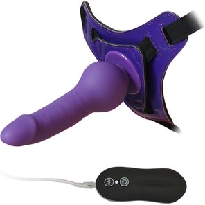  Фиолетовый страпон 10 Mode Vibrations 6.3 Harness Silicone Dildo 15,5 см 