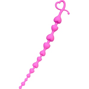  Розовая силиконовая анальная цепочка Long Sweety 34 см 