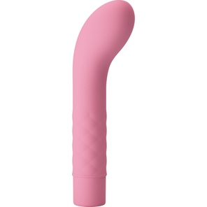  Нежно-розовый вибратор с загнутым кончиком Atlas 14 см 