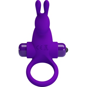  Фиолетовое эрекционное кольцо с выступом-зайчиком для стимуляции клитора 