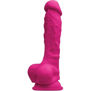  Розовый реалистичный фаллоимитатор с мошонкой Colours Pleasures 7 Dildo 17,8 см 