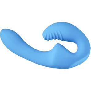  Голубой безремневой страпон с пультом ДУ 17,5 см 