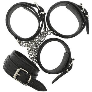  Черные наручники и поножи с креплением HOG TIE CUFF SET 