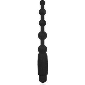 Черный силиконовый анальный вибромассажер-елочка 18 см 