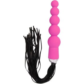  Черная многохвостовая плеть с розовой анальной елочкой 