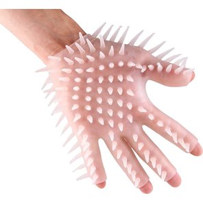  Прозрачная перчатка с рельефом для мастурбации 