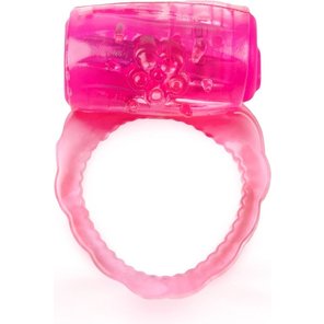  Розовое эрекционное кольцо с вибропулей 