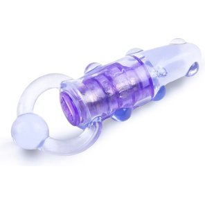  Фиолетовое эрекционное кольцо с удлиненным клиторальным стимулятором 