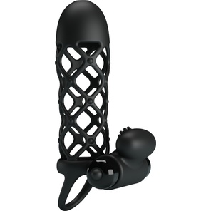  Черная насадка-сетка на пенис Penis Sleeve I 13,5 см 