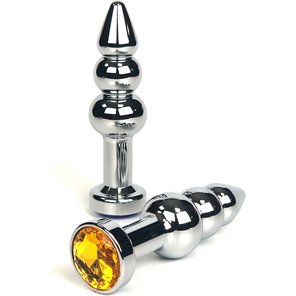  Серебристая пробка-ёлочка с оранжевым кристаллом 11 см 