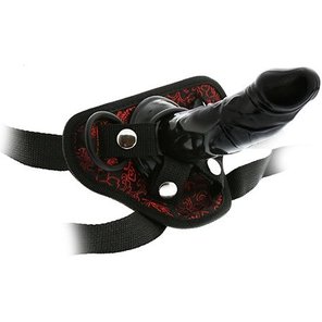  Черно-красные трусики STRAP-ON DILDO с насадкой 14,5 см 