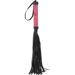  Черная мини-плеть WHIP с розовой ручкой 39 см 