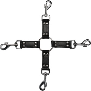  Черный крестообразный фиксатор 4-way Leather Hogtie Cross Hogtie 