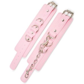  Розовые наручники с регулировкой на цепочке 