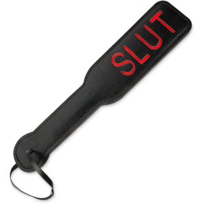  Черная шлёпалка с надписью Slut 31,5 см 