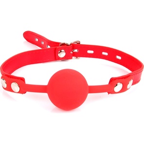  Красный силиконовый кляп-шарик на регулируемом ремешке 