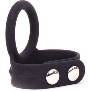  Черное эрекционное кольцо с утяжкой мошонки Silicone Tri-snap Support Large 