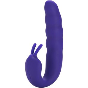  Фиолетовый вибратор Ribbed Dual Stimulator with Rolling Ball 17 см 