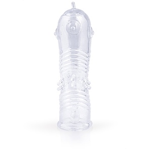  Прозрачная закрытая насадка на пенис с шипиками 12,5 см 
