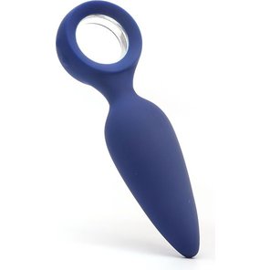  Синяя вибропробка с кольцом Kiss Toy 12 см 