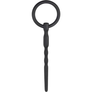 Черный уретральный плаг Silicone Penis Plug With Pull Ring 13,5 см 