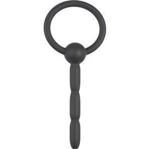  Черный силиконовый уретральный плаг Ribbed Hollow Silicone Penis Plug 10,5 см 
