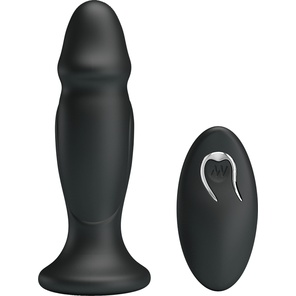  Черная анальная втулка с 12 режимами вибрации Mr Play 12,4 см 
