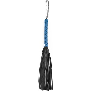  Черная многохвостая плеть-флоггер с синей ручкой 40 см 