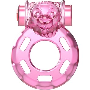  Розовое эрекционное виброкольцо Pink Bear 