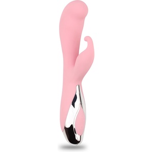  Нежно-розовый вибратор со стимулятором клитора Vertigo Bunny Dream 19 см 