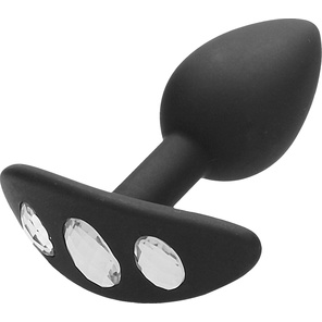  Черная анальная пробка Diamond Butt Plug With Handle 7,7 см 