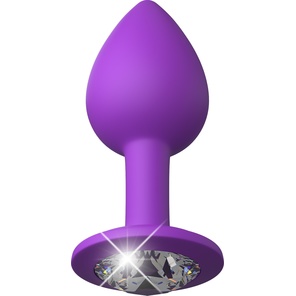  Фиолетовая анальная пробка с прозрачным стразом Her Little Gems Small Plug 7,4 см 