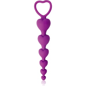  Фиолетовая анальная цепочка с сердечками 14,5 см 