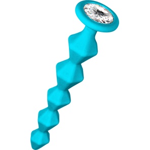  Бирюзовая анальная цепочка с кристаллом Buddy 17,7 см 