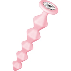  Розовая анальная цепочка с кристаллом Chummy 16 см 