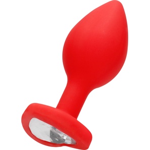  Красная анальная пробка с прозрачным стразом Diamond Heart Butt Plug 7,3 см 