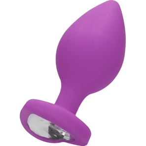  Фиолетовая анальная пробка с прозрачным стразом Extra Large Diamond Heart Butt Plug 9,5 см 