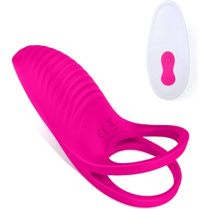  Ярко-розовое эрекционное виброкольцо на пенис с пультом 