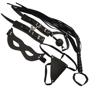  Оригинальный БДСМ-набор: маска, кляп, наручники, стринги, флогер 