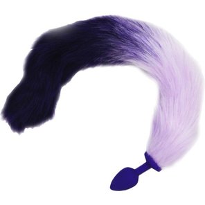  Фиолетовая анальная пробка с длинным красивым хвостом 