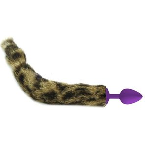  Фиолетовая анальная пробка с кошачьим хвостиком 