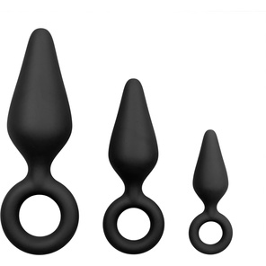  Набор из 3 черных анальных пробок Pointy Plug Set 