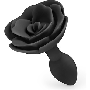  Черная гладкая анальная втулка-роза 