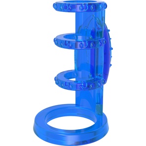  Синяя насадка-клетка с вибрацией Vibrating Cock Cage 7,6 см 