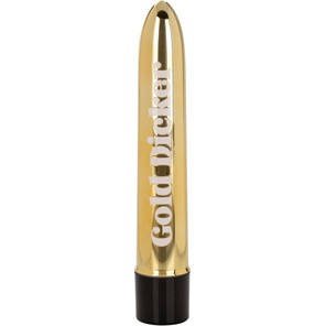  Золотистый классический вибратор Naughty Bits Gold Dicker Personal Vibrator 19 см 